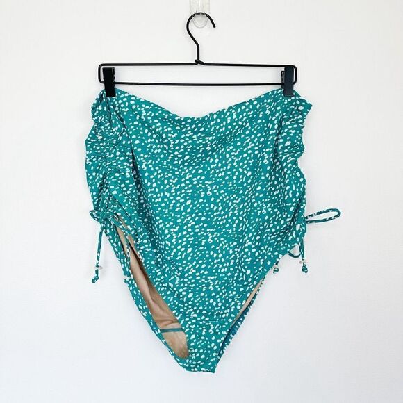 Lane Bryant Cacique Women’s Plus Size Two Piece Tankini Brief Teal with White Do - Picture 11 of 14